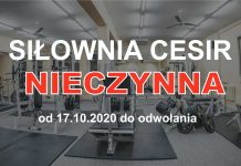 Siłownia CeSiR NIECZYNNA od 17.10.2020 r.