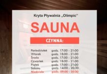 SAUNA do końca marca czynna w niedzielę od 9:00 do 20:30