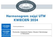 Harmonogram zajęć UTW – kwiecień